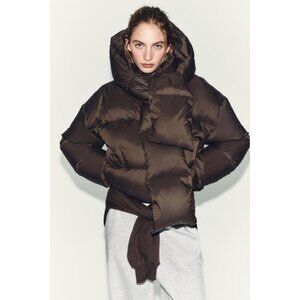 ZARA WATER REPELLENT WINDPROOF DOWN PUFFER COAT WITH HOODIE